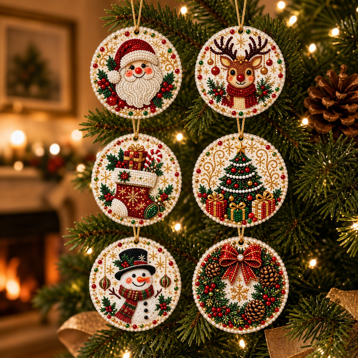6-Piece Diamond Painting Christmas Ornament Kit