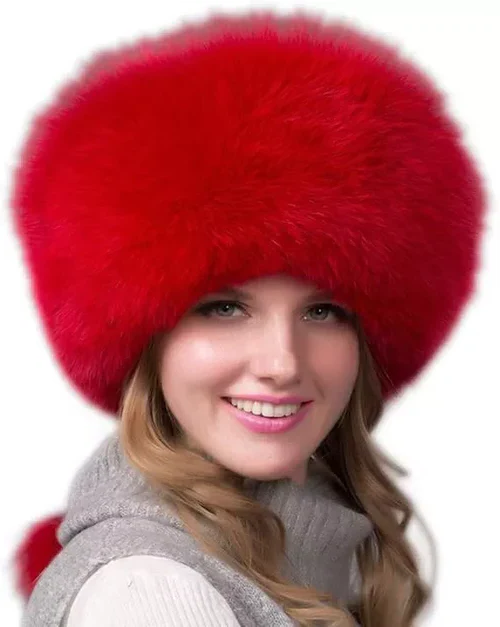 Luxurious Real Fur Winter Hat for Women with Earmuffs