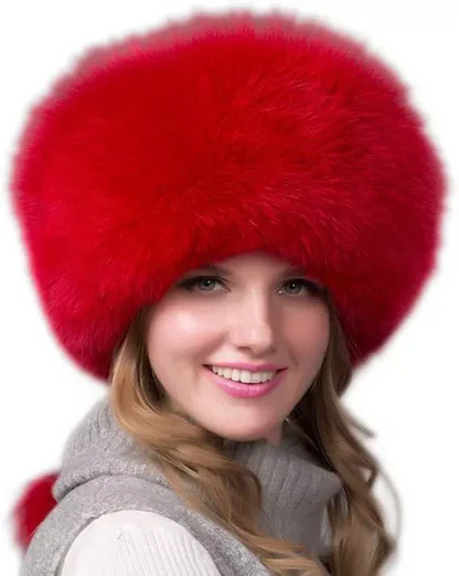 Luxurious Real Fur Winter Hat for Women with Earmuffs