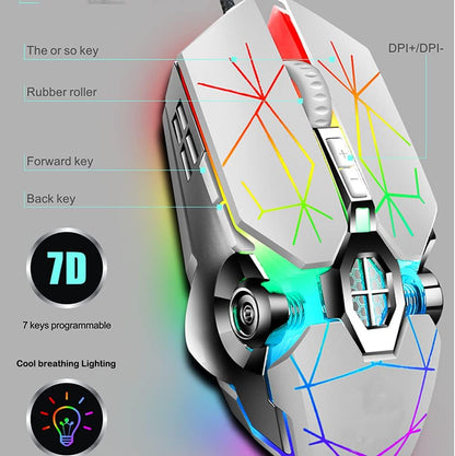 Pro Gamer Keyboard RGB LED Blue Mechanical Keys