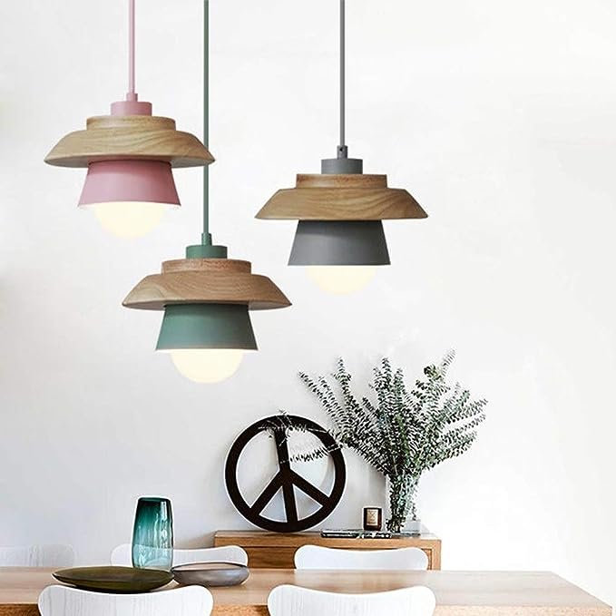 Natural Wood Drop Pendant Light