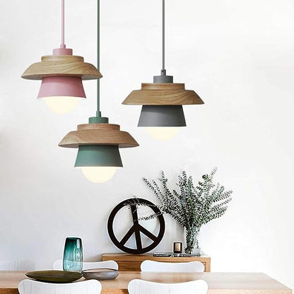 Natural Wood Drop Pendant Light