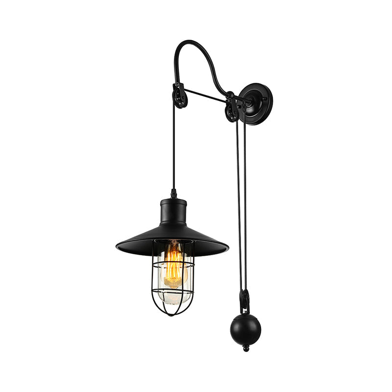 Industrial Clear Glass Pendant Light with Adjustable Arm