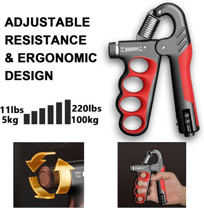 Compact Hand Grip Exerciser with Counter and Non Slip Grip