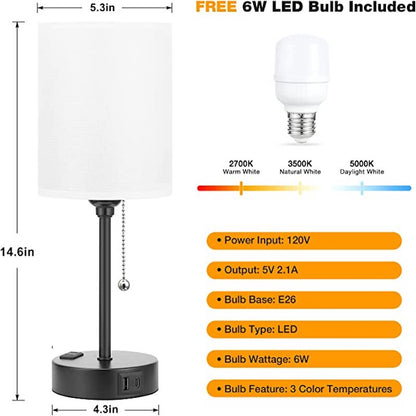 Smart Table Lamp with USB Charging and Color Options