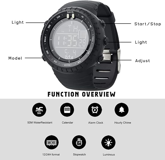 Rugged Waterproof Men's Digital LED Watch