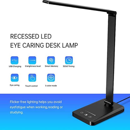 Compact Dimmable LED Desk Lamp with USB Port