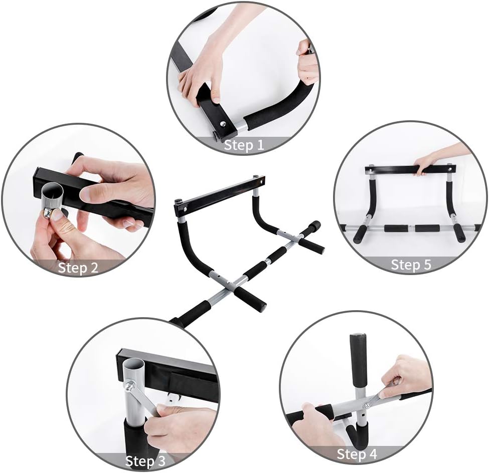 Strong Home Pull Up Bar | Durable Steel Frame, Multi Grip