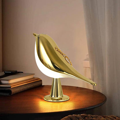 Rustic Wooden LED Desk Lamp Bird Style