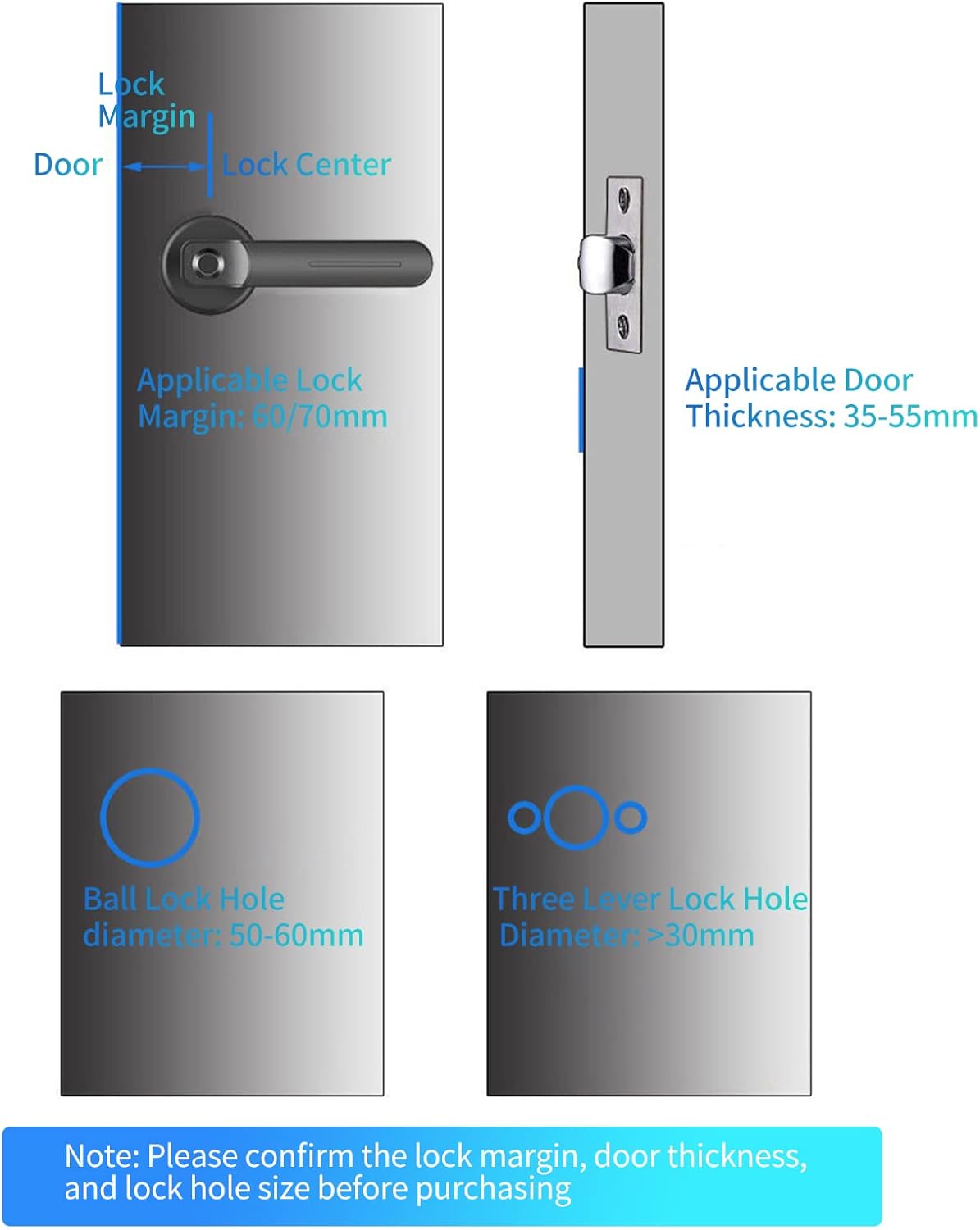 Digital Fingerprint Door Lock with Key and 30 User Codes