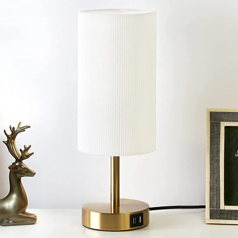 Smart Wooden Bedside Lamp with USB Port