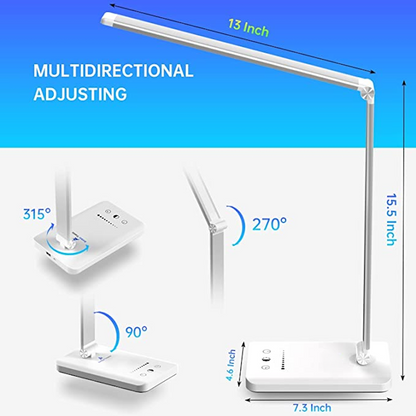 Compact Dimmable LED Desk Lamp with USB Port