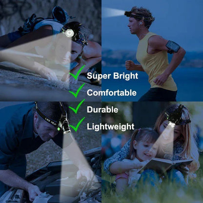 Bright 300LM Rechargeable LED Head Torch Flashlight