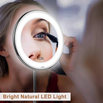 Bright LED Makeup Mirror with 10x Magnification