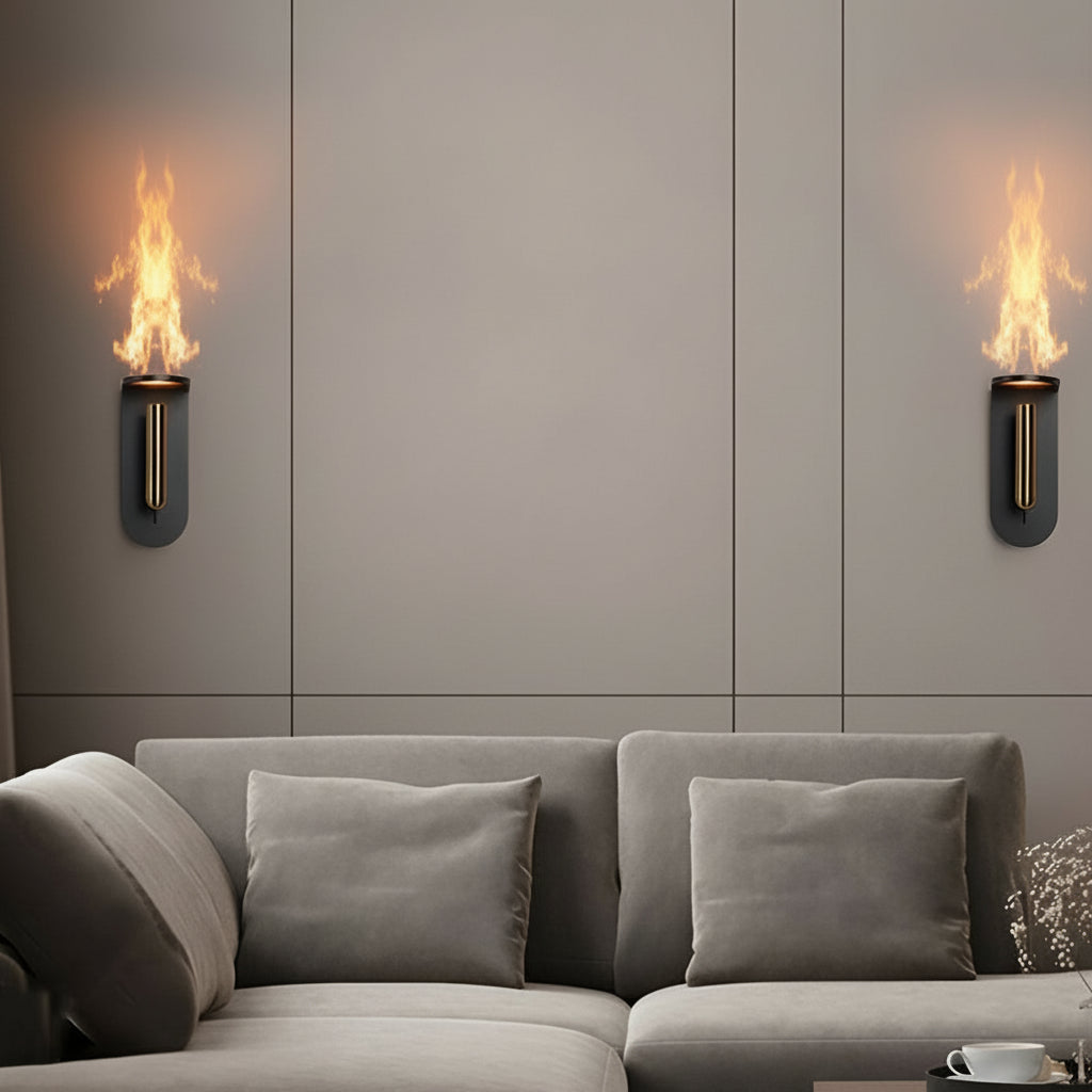 Warm Flame LED Wall Light - Adjustable Slim Metal Sconce