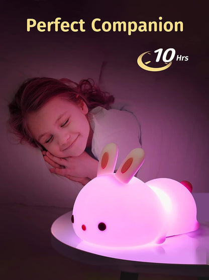Cute Bunny Nursery Night Light with Colorful LED