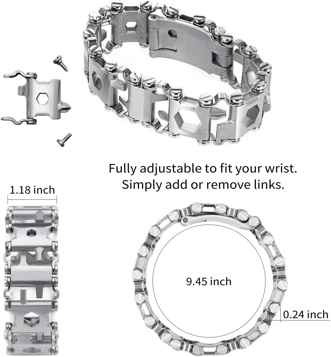 Tactical 29-in-1 Metal Survival Tool Watch Bracelet