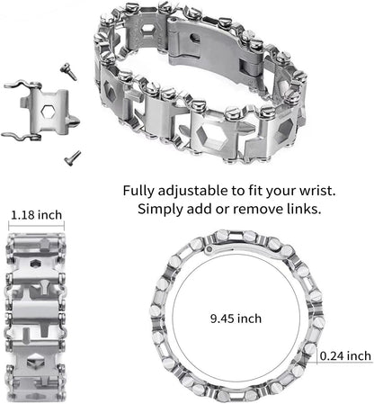 Tactical 29-in-1 Metal Survival Tool Watch Bracelet