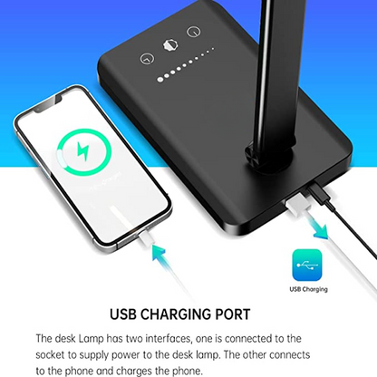Compact Dimmable LED Desk Lamp with USB Port