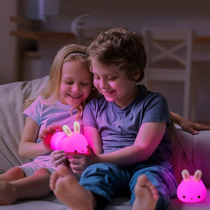 Cute Bunny Nursery Night Light with Colorful LED