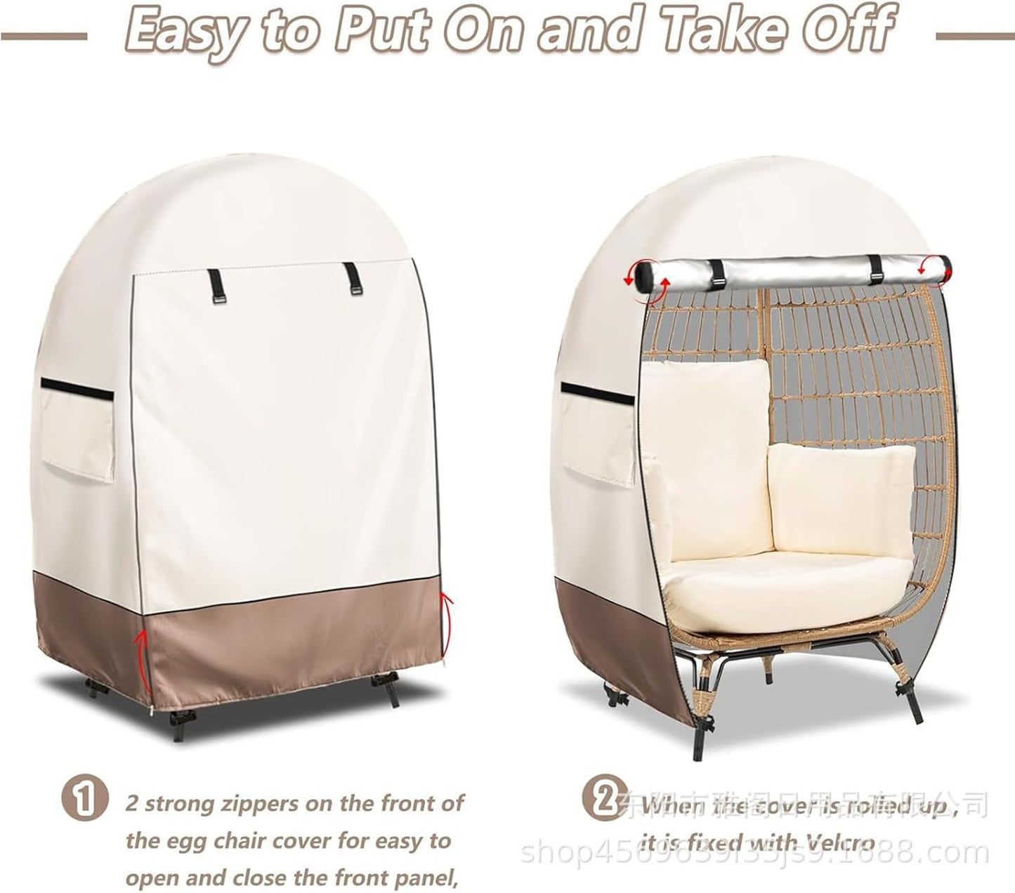 Waterproof Outdoor Chair Cover with Double Zipper