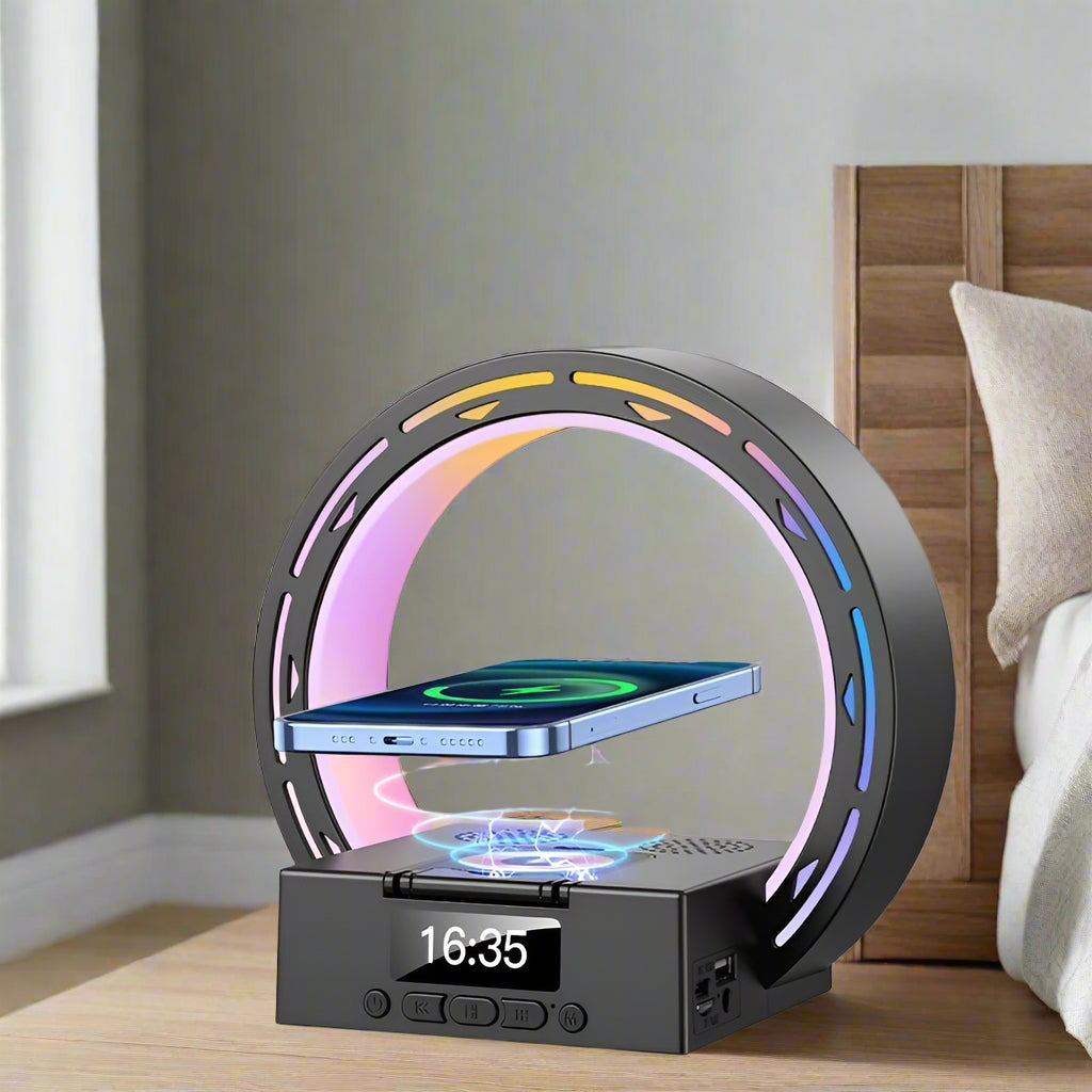 Wireless Charging Speaker Table Lamp with Alarm Clock - Cofik