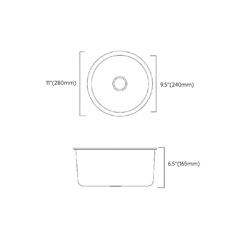 Modern Stainless Steel Kitchen Sink Round Bowl