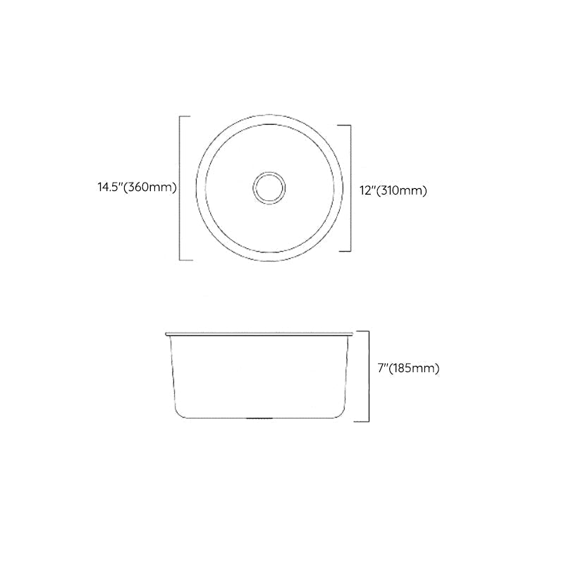 Modern Stainless Steel Kitchen Sink Round Bowl