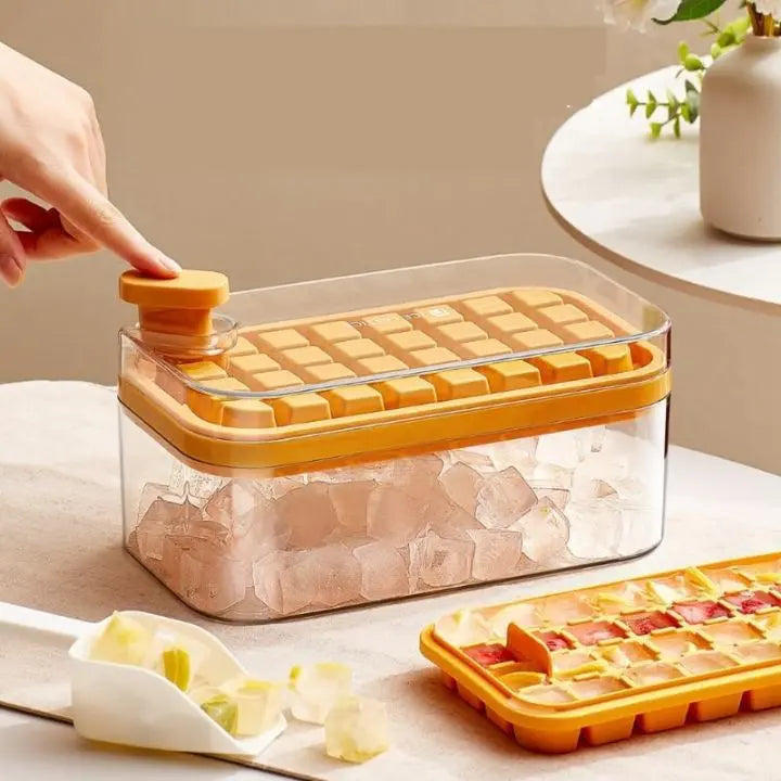 Premium 64pc Silicone Ice Cube Tray with Lid and Spoon - Cofik