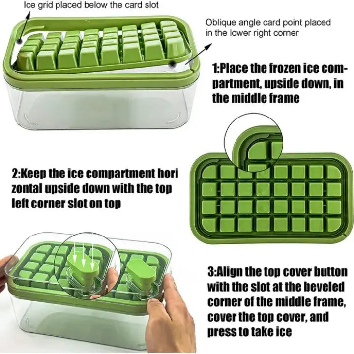 Premium 64pc Silicone Ice Cube Tray with Lid and Spoon