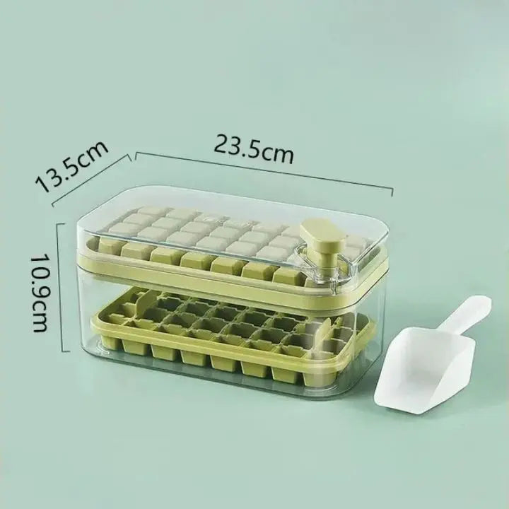 Premium 64pc Silicone Ice Cube Tray with Lid and Spoon
