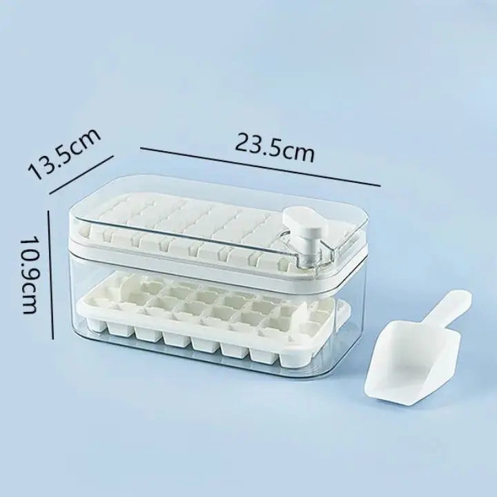 Premium 64pc Silicone Ice Cube Tray with Lid and Spoon