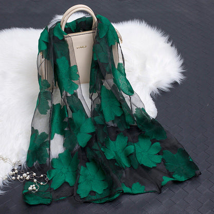 Luxury Silk Scarf with Floral Pattern
