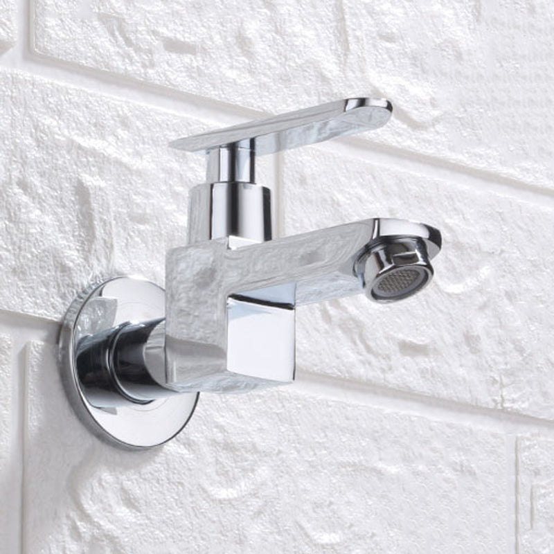 Modern Wall Mount Bathroom Faucet Solid Brass Lever Handle