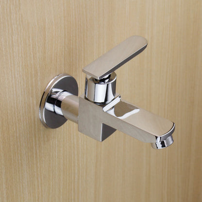 Modern Wall Mount Bathroom Faucet Solid Brass Lever Handle