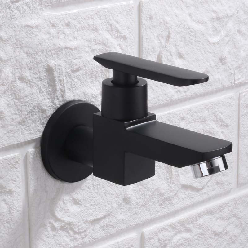 Modern Wall Mount Bathroom Faucet Solid Brass Lever Handle