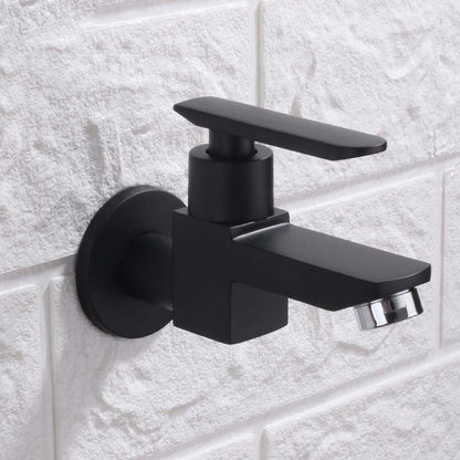 Modern Wall Mount Bathroom Faucet Solid Brass Lever Handle