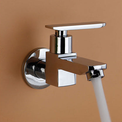 Modern Wall Mount Bathroom Faucet Solid Brass Lever Handle