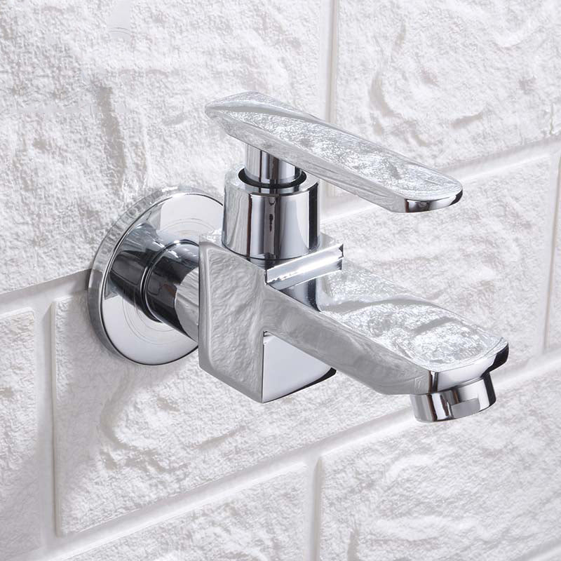 Modern Wall Mount Bathroom Faucet Solid Brass Lever Handle - Cofik