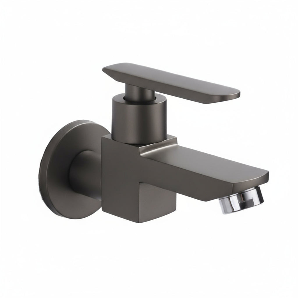Modern Wall Mount Bathroom Faucet Solid Brass Lever Handle