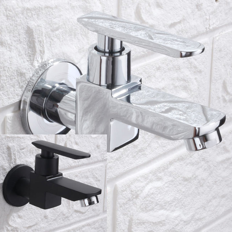 Modern Wall Mount Bathroom Faucet Solid Brass Lever Handle