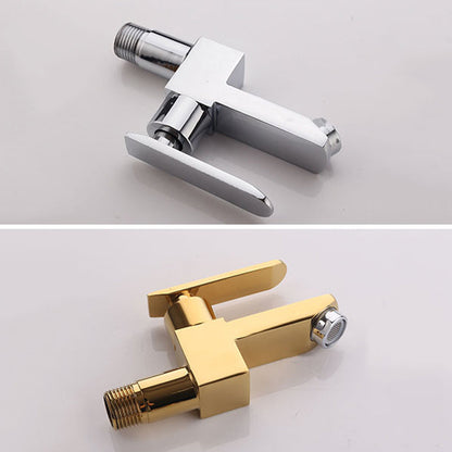 Modern Wall Mount Bathroom Faucet Solid Brass Lever Handle