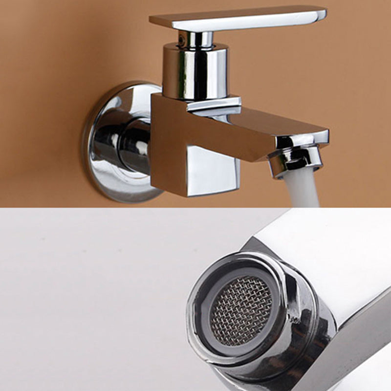 Modern Wall Mount Bathroom Faucet Solid Brass Lever Handle