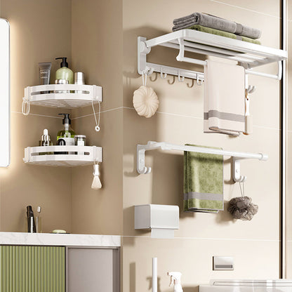 Contemporary Bathroom Accessory Set Towel Bar White Shelf
