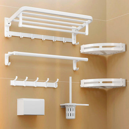 Contemporary Bathroom Accessory Set Towel Bar White Shelf