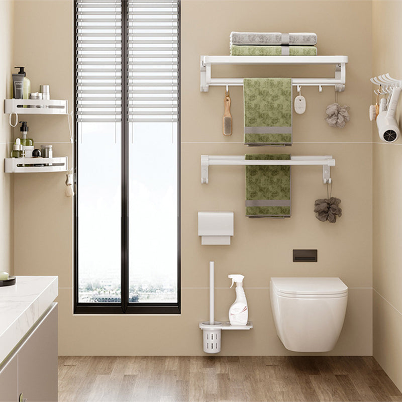 Contemporary Bathroom Accessory Set Towel Bar White Shelf
