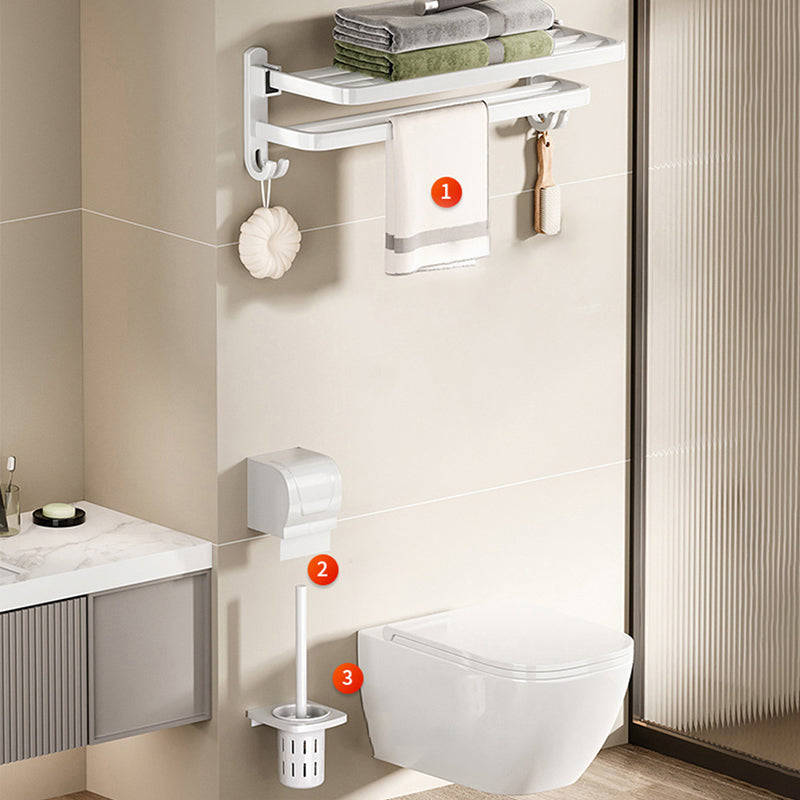 Contemporary Bathroom Accessory Set Towel Bar White Shelf
