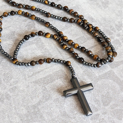 Bohemian Tiger Eye and Lapis Lazuli Men's Necklace