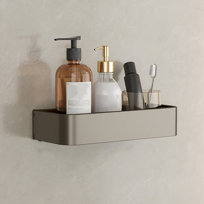 Modern Gray Metal Bath Accessory Set Shelf