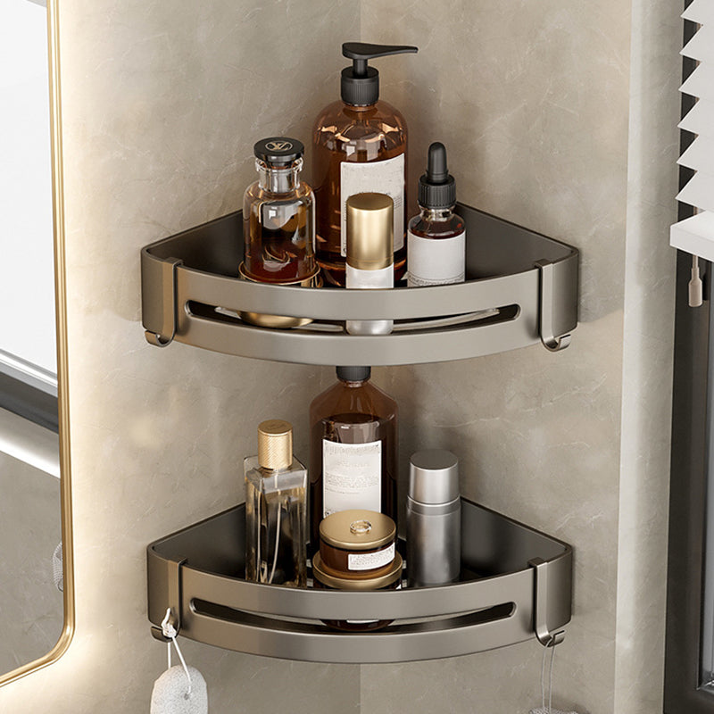 Modern Gray Metal Bath Accessory Set Shelf